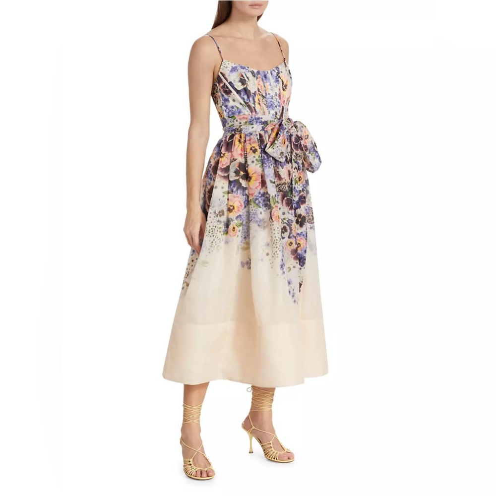 NWT ZIMMERMANN Tama Belted Floral Midi-Dress Size Zimm 2 - Picture 4 of 14